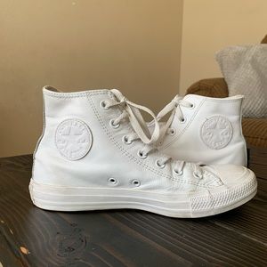 All white leather converse